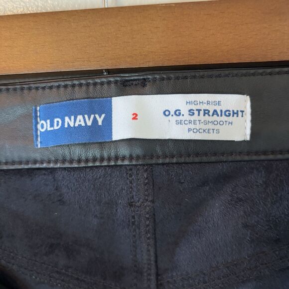 Old Navy High Waisted OG Straight Pants Black Faux Leather Womens Sz 2 - Picture 5 of 8
